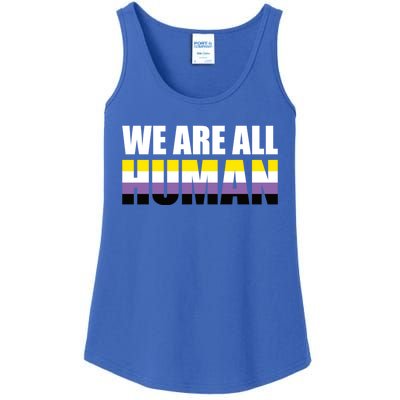 Nonbinary We Are All Hu Lgbtq Ally Pride Flag Nongender Cute Gift Ladies Essential Tank