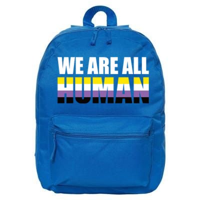 Nonbinary We Are All Hu Lgbtq Ally Pride Flag Nongender Cute Gift 16 in Basic Backpack