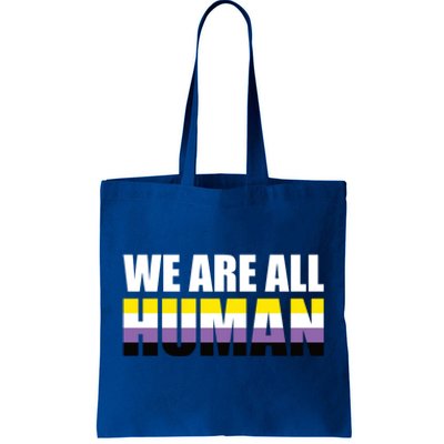 Nonbinary We Are All Hu Lgbtq Ally Pride Flag Nongender Cute Gift Tote Bag