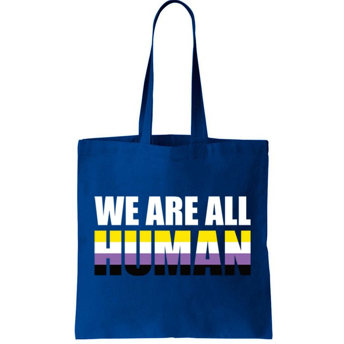 Nonbinary We Are All Hu Lgbtq Ally Pride Flag Nongender Cute Gift Tote Bag