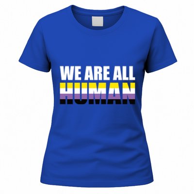 Nonbinary We Are All Hu Lgbtq Ally Pride Flag Nongender Cute Gift Women's T-Shirt