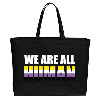 Nonbinary We Are All Hu Lgbtq Ally Pride Flag Nongender Cute Gift Cotton Canvas Jumbo Tote