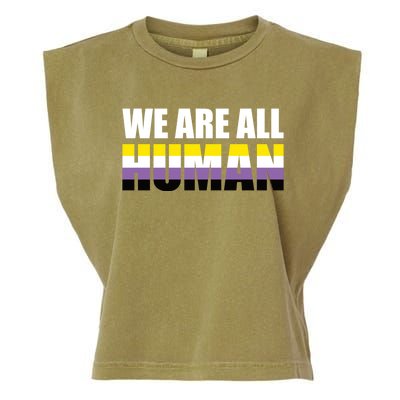 Nonbinary We Are All Hu Lgbtq Ally Pride Flag Nongender Cute Gift Garment-Dyed Women's Muscle Tee