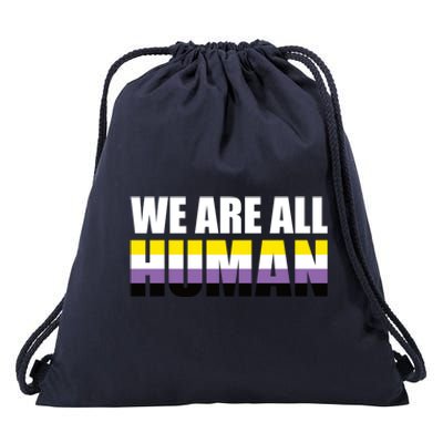 Nonbinary We Are All Hu Lgbtq Ally Pride Flag Nongender Cute Gift Drawstring Bag