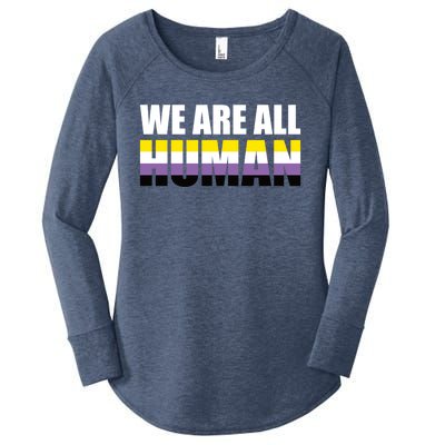 Nonbinary We Are All Hu Lgbtq Ally Pride Flag Nongender Cute Gift Women's Perfect Tri Tunic Long Sleeve Shirt