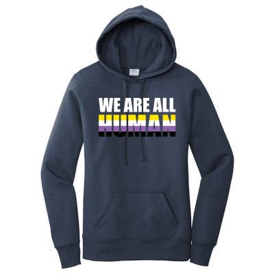 Nonbinary We Are All Hu Lgbtq Ally Pride Flag Nongender Cute Gift Women's Pullover Hoodie