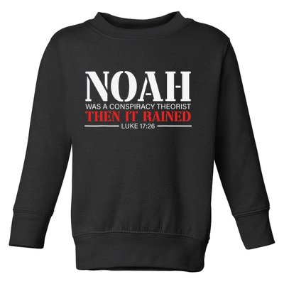 Noah Was A Conspiracy Theorist Then It Rained Toddler Sweatshirt