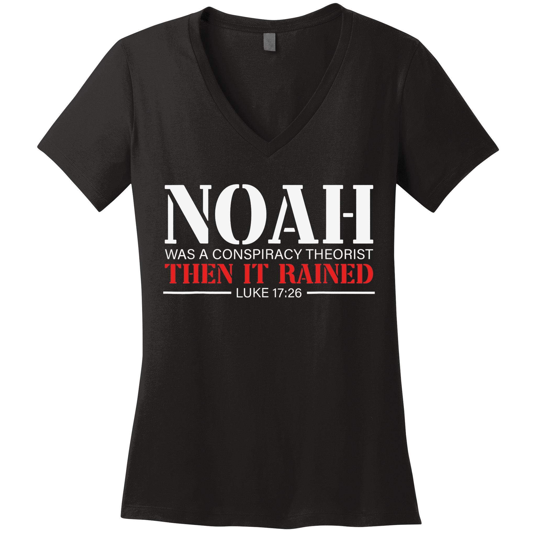 Noah Was A Conspiracy Theorist Then It Rained Women's V-Neck T-Shirt