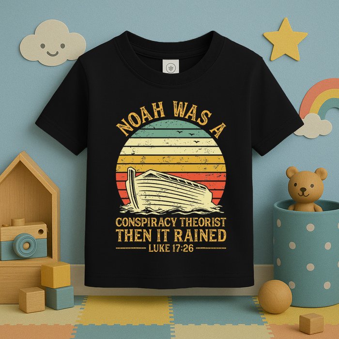 Noah Was A Conspiracy Theorist Then It Rained Christian Toddler T-Shirt