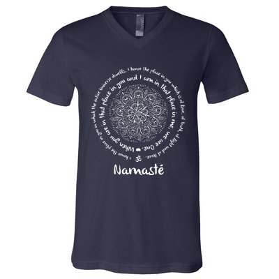 NAMASTE WE ARE ONE Meditation Sayings Mandala Yoga Gift V-Neck T-Shirt