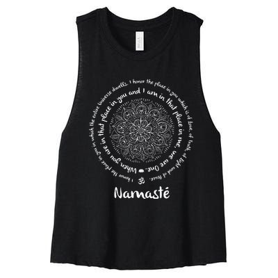 NAMASTE WE ARE ONE Meditation Sayings Mandala Yoga Gift Women's Racerback Cropped Tank