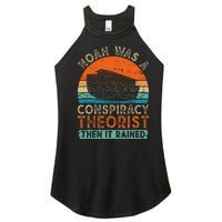 Noah Was A Conspiracy Theorist Then It Rained Vintage Retro Women's Perfect Tri Rocker Tank