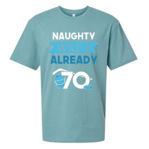 Naughty Wild And Already 70 Birthday Ice Hockey Funny Gift Sueded Cloud Jersey T-Shirt