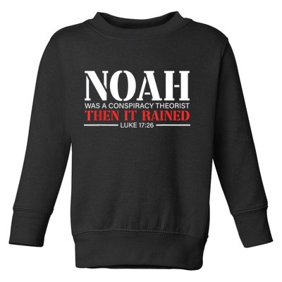Noah Was A Conspiracy Theorist Then It Rained Toddler Sweatshirt