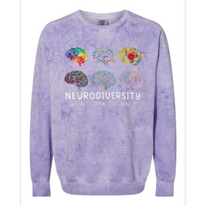 Neurodiversity We All Think Differently Brain Autism Colorblast Crewneck Sweatshirt