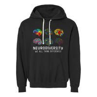 Neurodiversity We All Think Differently Brain Autism Garment-Dyed Fleece Hoodie
