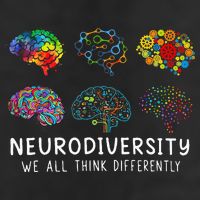 Neurodiversity We All Think Differently Brain Autism 7 Panel Mesh Trucker Snapback Hat