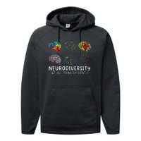 Neurodiversity We All Think Differently Brain Autism Performance Fleece Hoodie