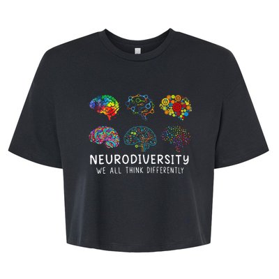 Neurodiversity We All Think Differently Brain Autism Bella+Canvas Jersey Crop Tee