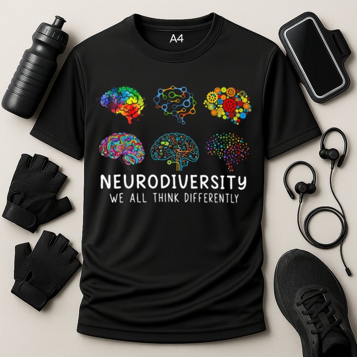 Neurodiversity We All Think Differently Brain Autism Performance Shirt