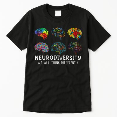 Neurodiversity We All Think Differently Brain Autism Tall T-Shirt