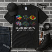 Neurodiversity We All Think Differently Brain Autism Tall T-Shirt