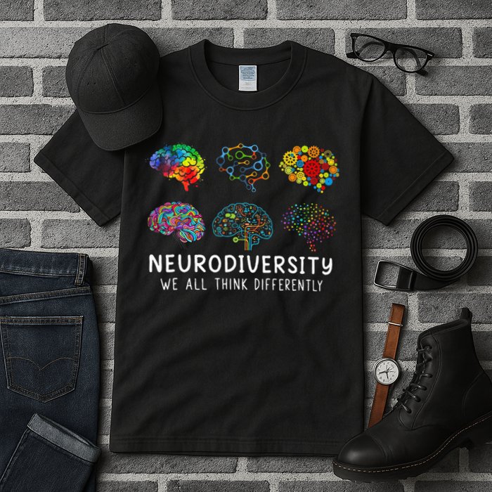Neurodiversity We All Think Differently Brain Autism Tall T-Shirt