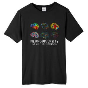 Neurodiversity We All Think Differently Brain Autism Tall Fusion ChromaSoft Performance T-Shirt