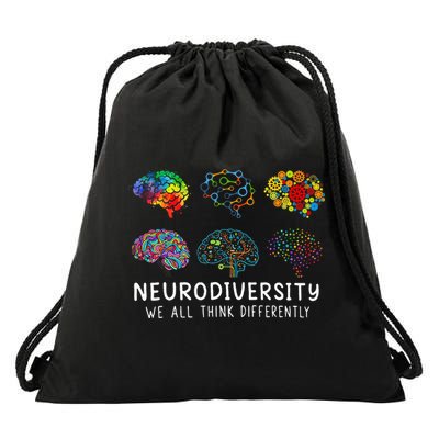 Neurodiversity We All Think Differently Brain Autism Drawstring Bag