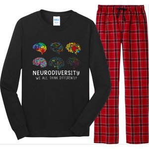 Neurodiversity We All Think Differently Brain Autism Long Sleeve Pajama Set