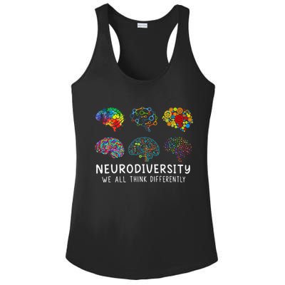 Neurodiversity We All Think Differently Brain Autism Ladies PosiCharge Competitor Racerback Tank