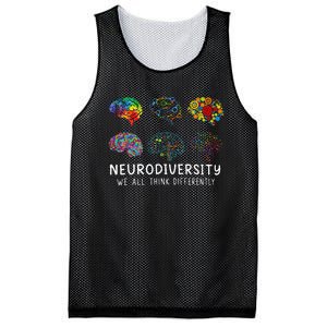 Neurodiversity We All Think Differently Brain Autism Mesh Reversible Basketball Jersey Tank