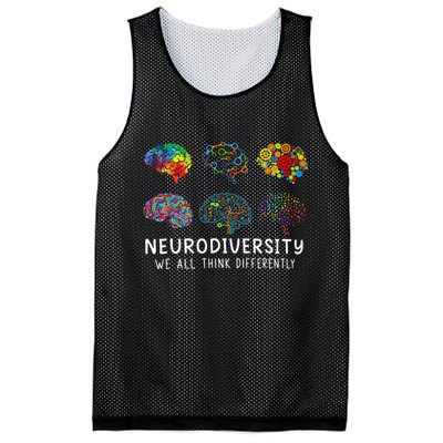 Neurodiversity We All Think Differently Brain Autism Mesh Reversible Basketball Jersey Tank