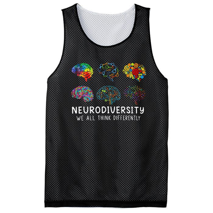 Neurodiversity We All Think Differently Brain Autism Mesh Reversible Basketball Jersey Tank