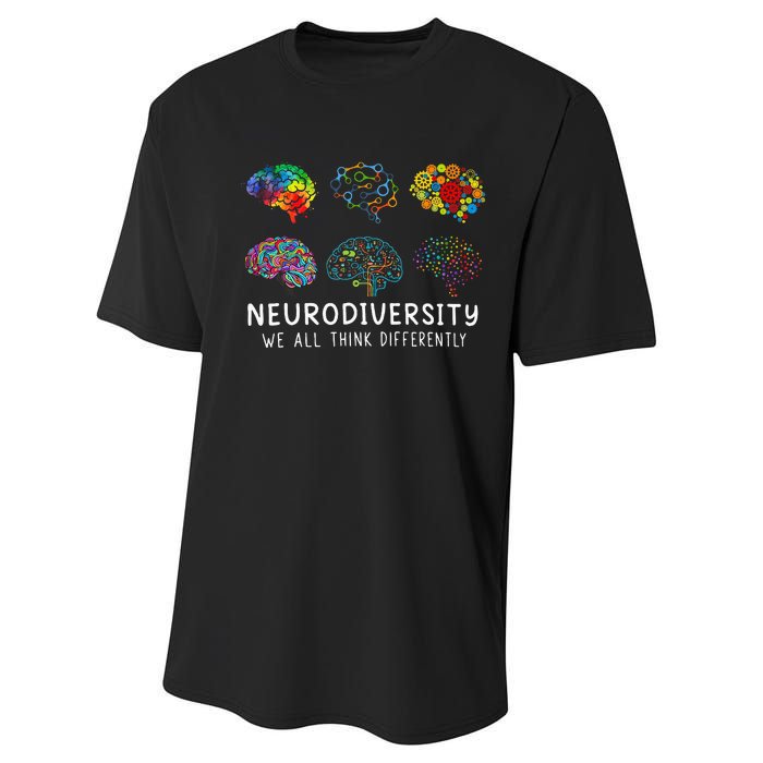 Neurodiversity We All Think Differently Brain Autism Performance Sprint T-Shirt