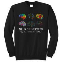 Neurodiversity We All Think Differently Brain Autism Tall Sweatshirt