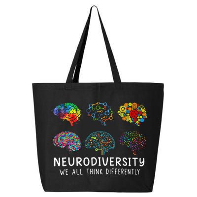 Neurodiversity We All Think Differently Brain Autism 25L Jumbo Tote
