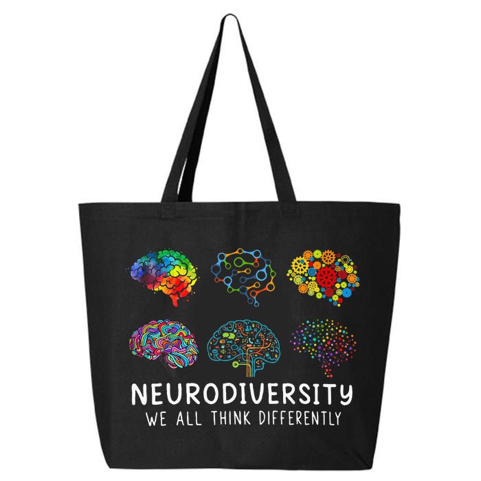 Neurodiversity We All Think Differently Brain Autism 25L Jumbo Tote