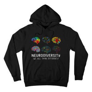 Neurodiversity We All Think Differently Brain Autism Tall Hoodie