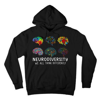 Neurodiversity We All Think Differently Brain Autism Tall Hoodie