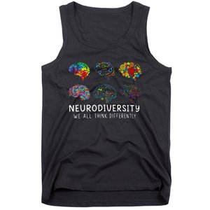 Neurodiversity We All Think Differently Brain Autism Tank Top