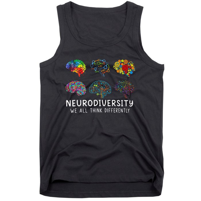 Neurodiversity We All Think Differently Brain Autism Tank Top