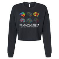 Neurodiversity We All Think Differently Brain Autism Cropped Pullover Crew