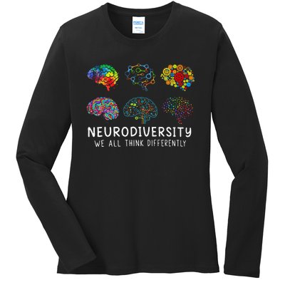 Neurodiversity We All Think Differently Brain Autism Ladies Long Sleeve Shirt