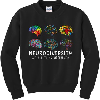 Neurodiversity We All Think Differently Brain Autism Kids Sweatshirt