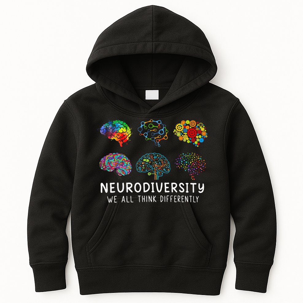 Neurodiversity We All Think Differently Brain Autism Kids Hoodie