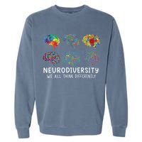 Neurodiversity We All Think Differently Brain Autism Garment-Dyed Sweatshirt