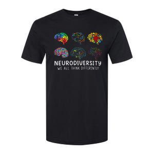 Neurodiversity We All Think Differently Brain Autism Softstyle CVC T-Shirt