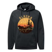 Nature Willdife Bear Moose Alaskan Animal Forest Alaska Performance Fleece Hoodie