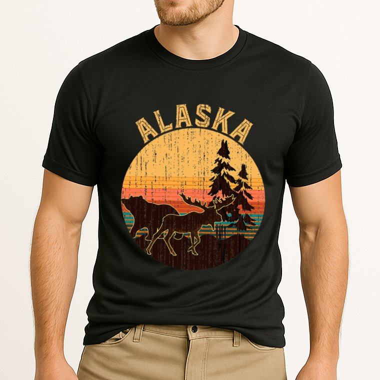 Nature Willdife Bear Moose Alaskan Animal Forest Alaska Cooling Performance Crew T-Shirt